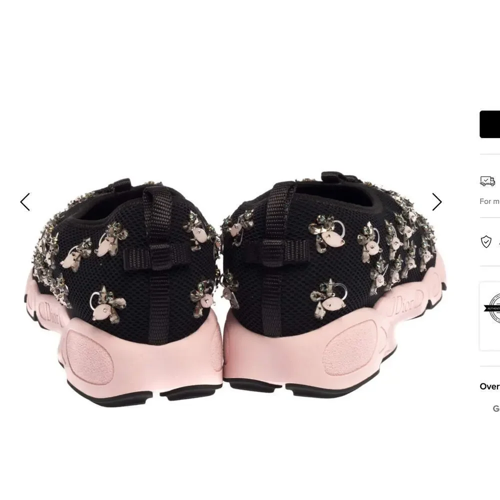 Dior Fusion Embellished Sneakers 39 – Black Pink Crystal Rare Pair